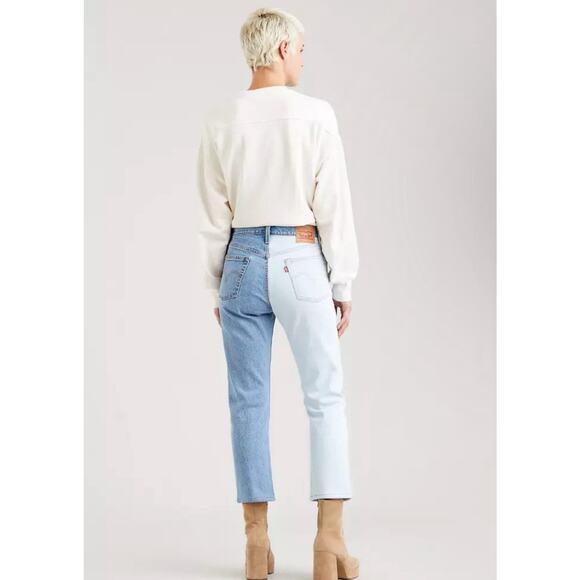 Levi's 501 Cropped Jeans Women’s 30x26 Straight-Leg High Rise Blue Two Tone - Picture 2 of 16